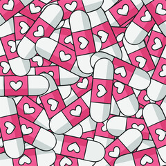Love Pills Pattern Background. Vector Illustration.