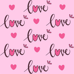 Fototapeta na wymiar Love Symbol Pattern Background. Valentine Vector Illustration.