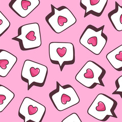 Love Speech Bubble Pattern Background. Vector Illustration.