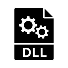 DLL or Dynamic Link Library file format type flat vector icon for apps and websites