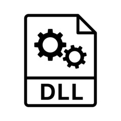 DLL or Dynamic Link Library file format type line art vector icon for apps and websites