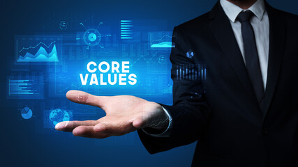 Hand of Businessman holding motivational message