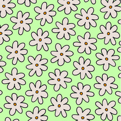 Daisy Flower Seamless Background. Floral Vector Illustration.