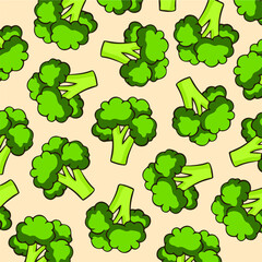 Broccoli Pattern Background. Social Media Post. Vegetable Vector Illustration.