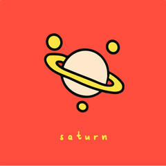 Saturn Planet Symbol. Social Media Post. Vector Illustration.