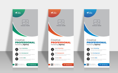 Corporate roll up banner design templates set