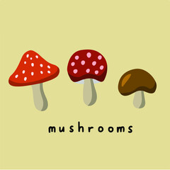 Mushrooms Symbol. Social Media Post. Vector Illustration.
