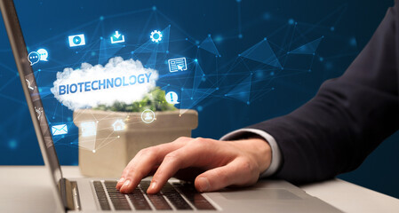 Businessman working with laptop concept