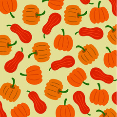 Pumpkins Pattern Background. Social Media Post. Vector Illustration.