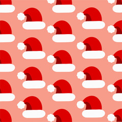 Santa Hat Pattern Background. Social Media Post. Christmas Vector Illustration.