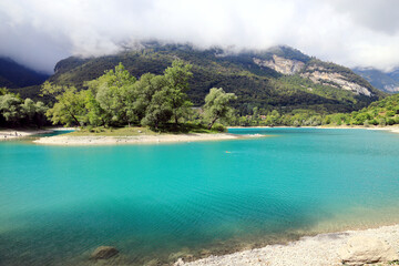 The beautiful Lake Tenno in Trentino. Northern Italy, Europe.