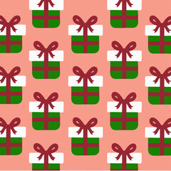 Christmas Gift Box Pattern Background. Social Media Post. Christmas Vector Illustration.