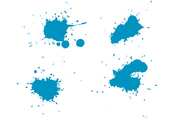Blue blot on a white background. Spots of ink on a piece of paper.