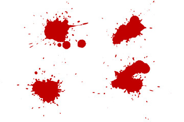 Red blot on a white background. Spots of ink on a piece of paper.
