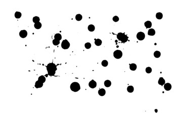 Black blot on a white background. Spots of ink on a piece of paper.