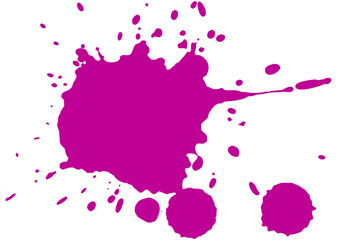 Pink blot on a white background. Spots of ink on a piece of paper.