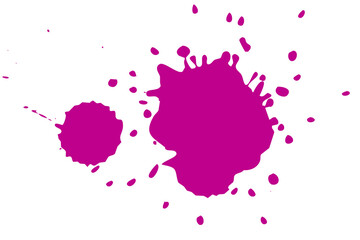 Pink blot on a white background. Spots of ink on a piece of paper.
