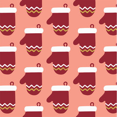 Christmas Gloves Pattern Background. Social Media Post. Christmas Vector Illustration.