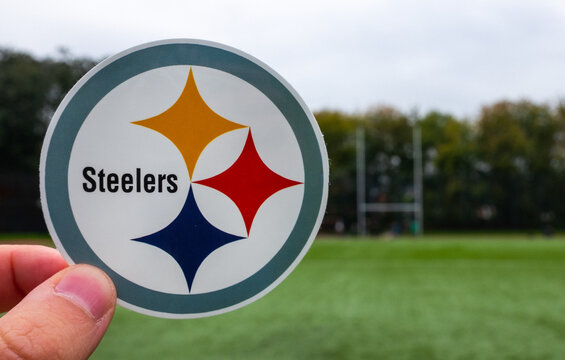September 16, 2021, Pittsburgh, PA. Emblem of a professional American football team Pittsburgh Steelers based in Pittsburgh at the sports stadium.