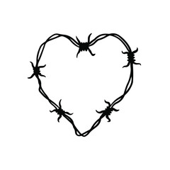 Barbed Wire Love Symbol Logo. Tattoo Design. Vector Illustration.