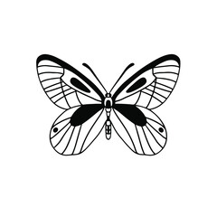 Butterfly Logo Symbol. Stencil Design. Tattoo Vector Illustration.