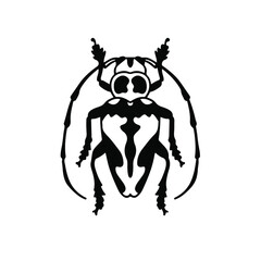 Beetle Logo Symbol. Stencil Design. Tattoo Vector Illustration.