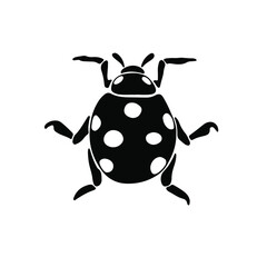 Lady Beetle Logo Symbol. Stencil Design. Tattoo Vector Illustration.