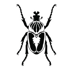 Beetle Logo Symbol. Stencil Design. Tattoo Vector Illustration.