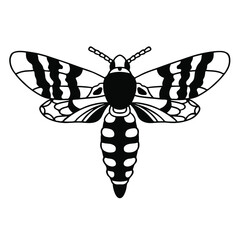 Wasp Logo Symbol. Stencil Design. Tattoo Vector Illustration.