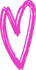 Vector illustration of pink hand drawn outline heart. Textured love concept symbol in grunge style