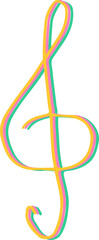 Vector illustration of hand drawn colored treble clef. Musical symbol concept in doodle style