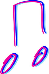 Vector illustration of hand drawn colored music notes in doodle style