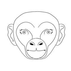 Black and white drawing of a monkey. May be used as coloring page.