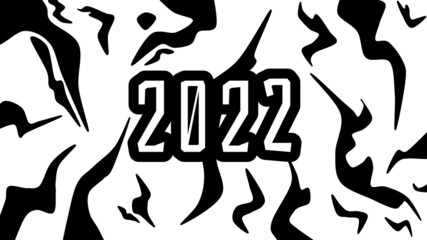 2022 on black tiger strips. May be used as coloring page.