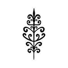 Black Tribal Floral Logo on White Background. Tattoo Design Stencil Vector Illustration.