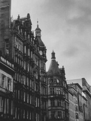 Fototapeta premium Black and White photo of old buildings in Glasgow Scotland