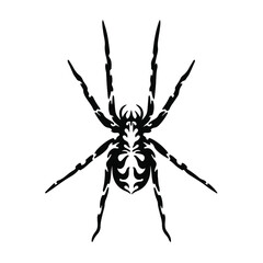 Black Tribal Spider Logo on White Background. Tattoo Design Stencil Vector Illustration.