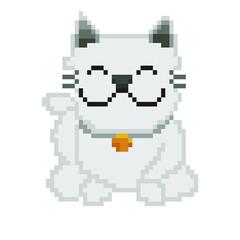 Obraz premium Pixel art Asia lucky cat, maneki neko