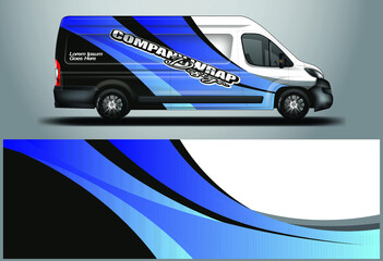 Van Wrap Design Livery Vector . Background For Vehicle. Ready Print File .