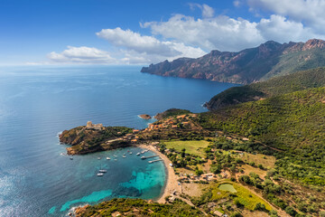 Fototapeta premium Landscape with Girolata bay, Corsica