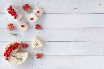 Top view on different types of cheese