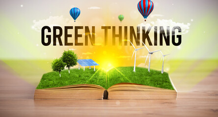 Open book, renewable energy concept