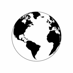 Earth globe icon. Earth with continents. Vector world map.