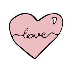 Vector heart for valentine's day cards, posters, design. Hand drawn doodle illustration