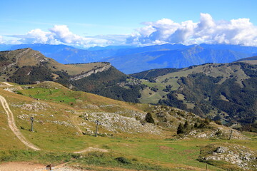 Obraz premium Panorama of Mount Baldo viewed from the west. Italian Alps. Europe. 