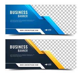 Set of Business banner template design. Editable modern banner cover header template design with place for the photo.