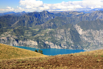 Mount Baldo overlooking Lake Garda in the Italian Alps. Europe.