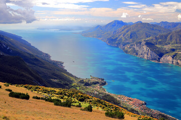 Mount Baldo overlooking Lake Garda in the Italian Alps. Europe.