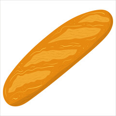 Cartoon illustration with baguette. Vector hand drawn graphic. Single food isolated art.