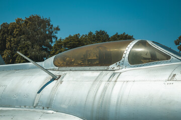 Fototapeta na wymiar Old military plane. fighter, bomber. Housing, chassis, aircraft engines